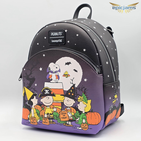 Loungefly Peanuts Snoopy Pumpkin Halloween Trick-Or-Treat Mini Backpack New